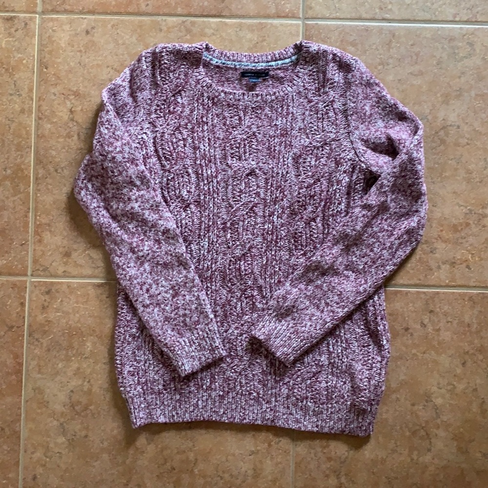 Tommy Hilfiger purple cable sweater cotton poly blend
